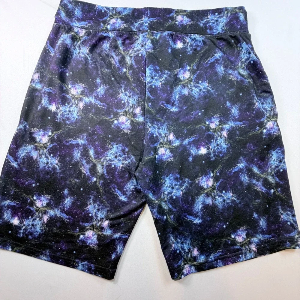 Star Wars Mens Large Galaxy Print Lounge Shorts Drawstring Blue Black Disney LG